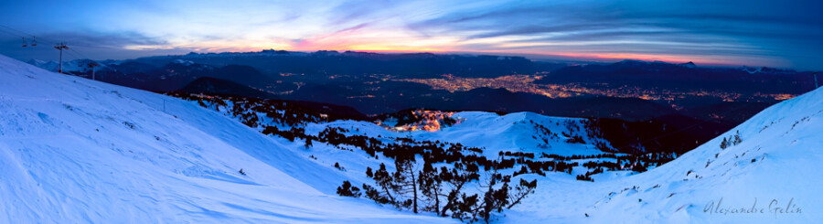 Grenoble de nuit depuis Chamrousse